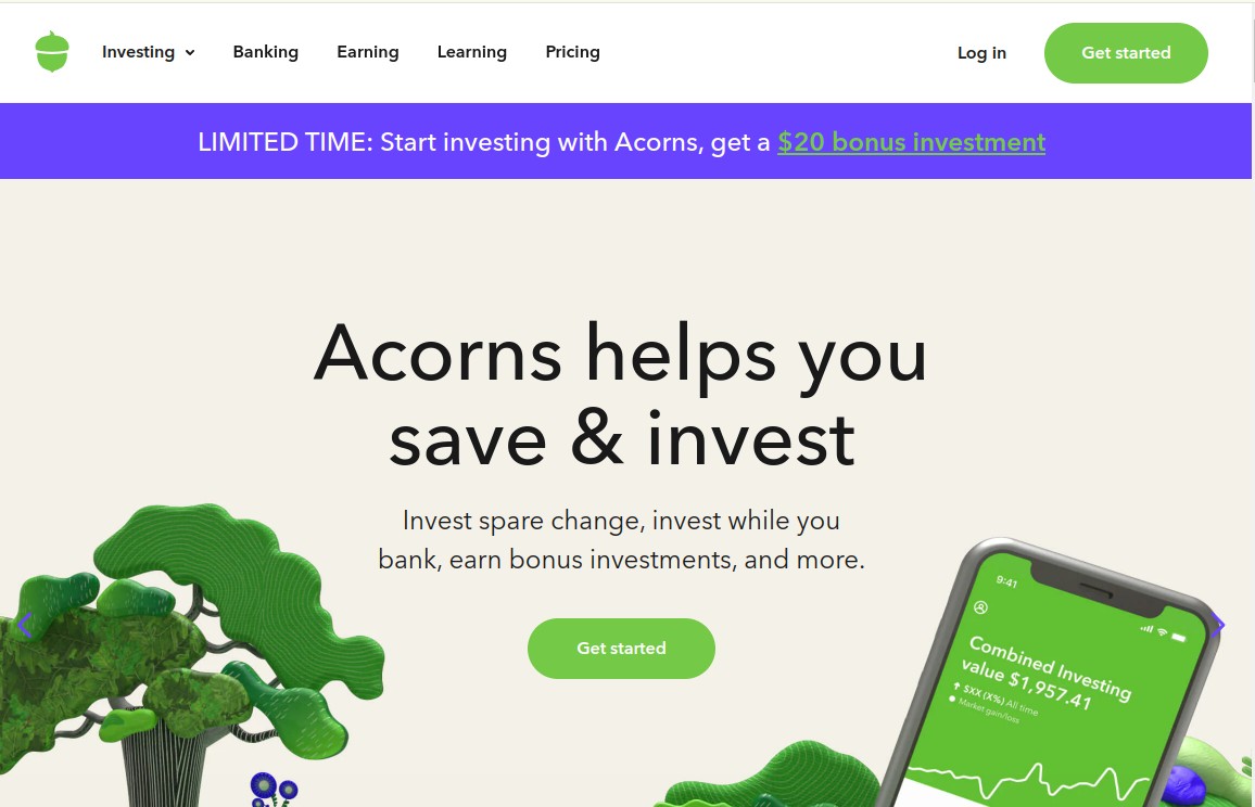 Acorns website